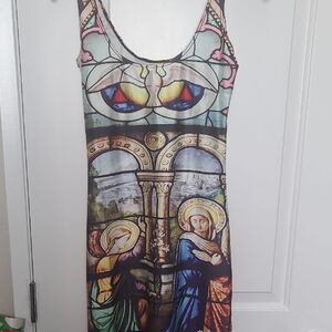 Lotus Leggings Stained Glass Print Mini Dress